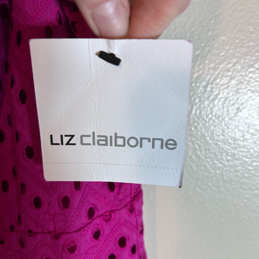 NWT Liz Claiborne eyelet dress pink, sleeveless, knee-length dress size 12 - Picture 8 of 11